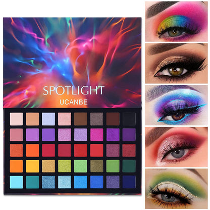 Unleash Your Creativity with the UCANBE Spotlight 40 Color Eyeshadow Palette - Highly Pigmented Matte and Shimmer Shades for Stunning, Long-Lasting Looks
