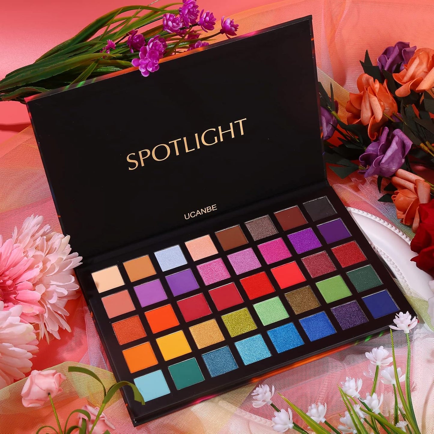 Unleash Your Creativity with the UCANBE Spotlight 40 Color Eyeshadow Palette - Highly Pigmented Matte and Shimmer Shades for Stunning, Long-Lasting Looks